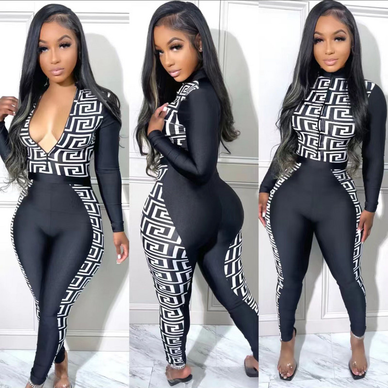 Jesenné a zimné dámske overaly, priliehavé overaly 2022, nový štýl s dlhým rukávom, vysokým pásom, úzke jednodielne nohavice