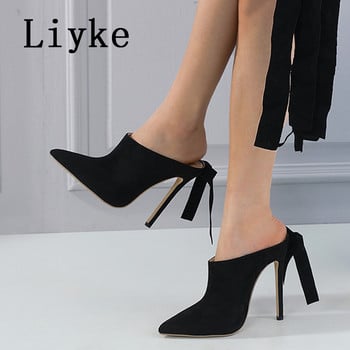 Liyke 2023 New Women Pumps σανδάλια Σέξι μυτερό σταυρό στον αστράγαλο με κορδόνια ψηλοτάκουνα Γυναικεία πάρτι Stripper Παπούτσια Mules Stiletto