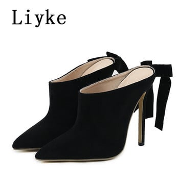 Liyke 2023 New Women Pumps σανδάλια Σέξι μυτερό σταυρό στον αστράγαλο με κορδόνια ψηλοτάκουνα Γυναικεία πάρτι Stripper Παπούτσια Mules Stiletto