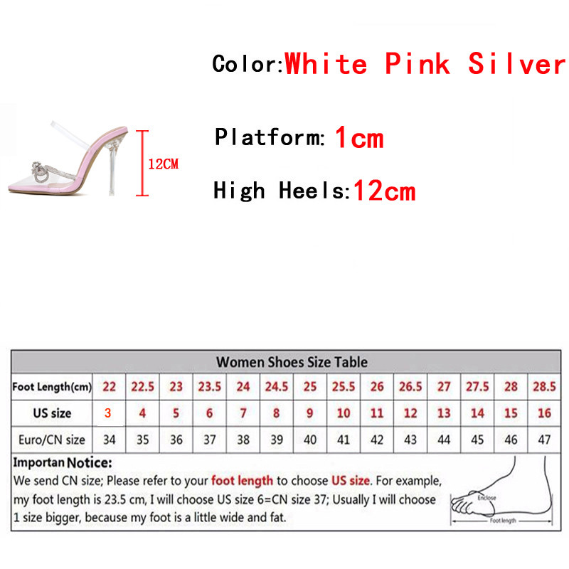 Liyke Seksi cipele sa šiljatim prstima Prozirne cipele s visokom potpeticom Modne mašne s kristalima i dijamantima Ženske salonke Papuče Prozirne sandale