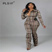 Nove ženske karirane hlače s dugim rukavima i patentnim zatvaračem na donjem dijelu, plisirane hlače ulične mode, uski kombinezon, hlače jesen/zima