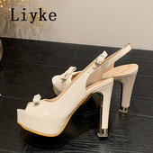 Liyke Sexy Fashion Dance Pantofi Femei Foarte Ușoare Confortabile Piele Peep Toe Bowknot Toe Platforme Pompe Sandale Femei Negru