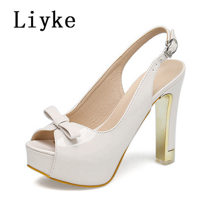 Liyke Sexy Fashion Dance Pantofi Femei Foarte Ușoare Confortabile Piele Peep Toe Bowknot Toe Platforme Pompe Sandale Femei Negru