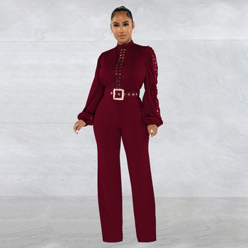 High-street γυναικεία ρούχα για την άνοιξη Νέο καυτερές πωλήσεις μακρυμάνικο με ψηλό λαιμό μόδας ιδιοσυγκρασία μέση μονόχρωμο γραφείο Jumpsu