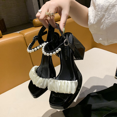 Modne kristalne ženske sandale Pumpice s otvorenim prstima za zabave Visoke potpetice Elegantne cipele za noćne klubove Kvalitetan remen za gležnjeve Seksi sandale