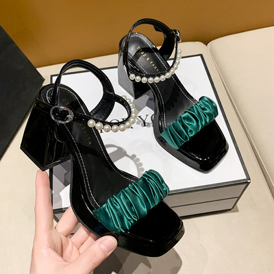 Modne kristalne ženske sandale Pumpice s otvorenim prstima za zabave Visoke potpetice Elegantne cipele za noćne klubove Kvalitetan remen za gležnjeve Seksi sandale