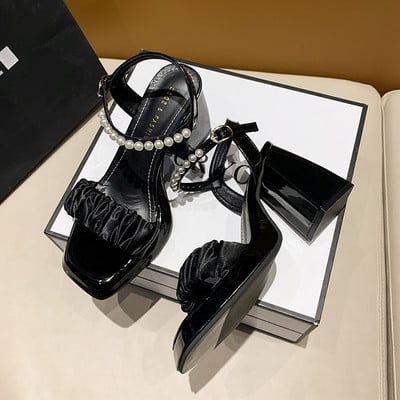 Modne kristalne ženske sandale Pumpice s otvorenim prstima za zabave Visoke potpetice Elegantne cipele za noćne klubove Kvalitetan remen za gležnjeve Seksi sandale