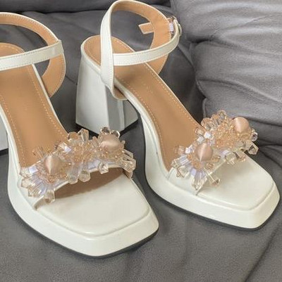 Modne kristalne ženske sandale Pumpice s otvorenim prstima za zabave Visoke potpetice Elegantne cipele za noćne klubove Kvalitetan remen za gležnjeve Seksi sandale