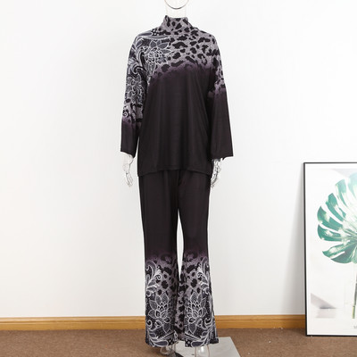 Dámske elegantné streetwear topy s polovičným golierom a širokými nohavicami, ležérne a zodpovedajúce oblečenie