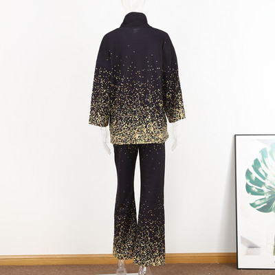 Dámske elegantné streetwear topy s polovičným golierom a širokými nohavicami, ležérne a zodpovedajúce oblečenie