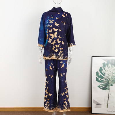 Dámske elegantné streetwear topy s polovičným golierom a širokými nohavicami, ležérne a zodpovedajúce oblečenie