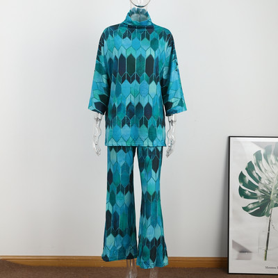 Dámske elegantné streetwear topy s polovičným golierom a širokými nohavicami, ležérne a zodpovedajúce oblečenie