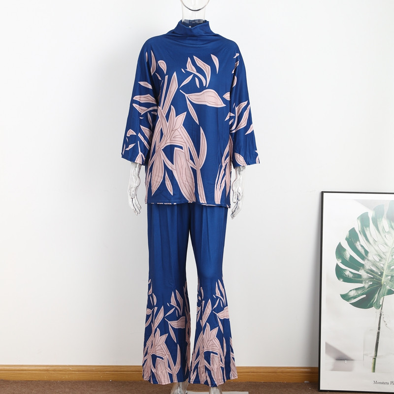 Dámske elegantné streetwear topy s polovičným golierom a širokými nohavicami, ležérne a zodpovedajúce oblečenie