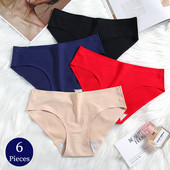 BZEL 6PCS/Set Ženske gaćice Jednostavno bešavno donje rublje Meke svilene satenske ženske gaćice Prozračno donje rublje Udobne gaće za fitness