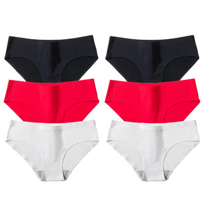 BZEL 6PCS/Set Ženske gaćice Jednostavno bešavno donje rublje Meke svilene satenske ženske gaćice Prozračno donje rublje Udobne gaće za fitness