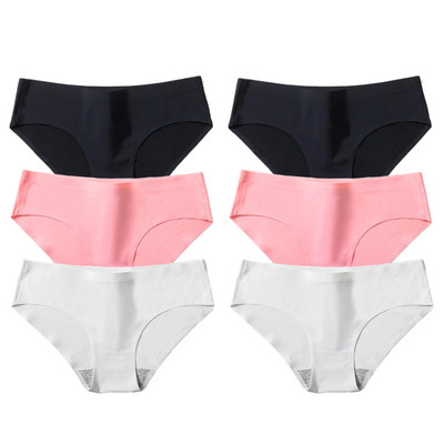 BZEL 6PCS/Set Ženske gaćice Jednostavno bešavno donje rublje Meke svilene satenske ženske gaćice Prozračno donje rublje Udobne gaće za fitness