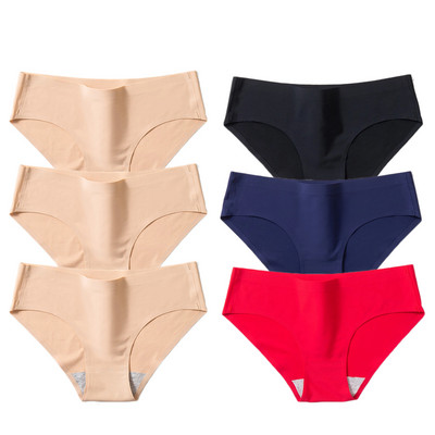 BZEL 6PCS/Set Ženske gaćice Jednostavno bešavno donje rublje Meke svilene satenske ženske gaćice Prozračno donje rublje Udobne gaće za fitness