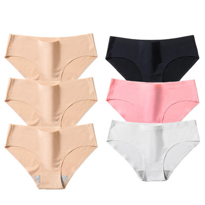 BZEL 6PCS/Set Ženske gaćice Jednostavno bešavno donje rublje Meke svilene satenske ženske gaćice Prozračno donje rublje Udobne gaće za fitness