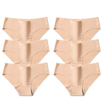 BZEL 6PCS/Set Ženske gaćice Jednostavno bešavno donje rublje Meke svilene satenske ženske gaćice Prozračno donje rublje Udobne gaće za fitness