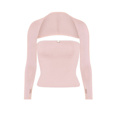 Elegantné bezramienkové trubicové topy, tričko s dlhým rukávom a sťahovacím pásom, retro grunge štýl z roku 2000, s otvoreným chrbtom, tílko s krátkym topom, roztomilá súprava s dvoma dielmi