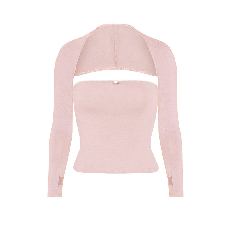 Elegantné bezramienkové trubicové topy, tričko s dlhým rukávom a sťahovacím pásom, retro grunge štýl z roku 2000, s otvoreným chrbtom, tílko s krátkym topom, roztomilá súprava s dvoma dielmi