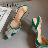 Liyke Vjenčanje za ljetnu zabavu na visoke potpetice Seksi sandale na špic sa šiljatim prstima Ženske cipele na cipele sa špicama od kristala i dijamanta Veličina 35-42