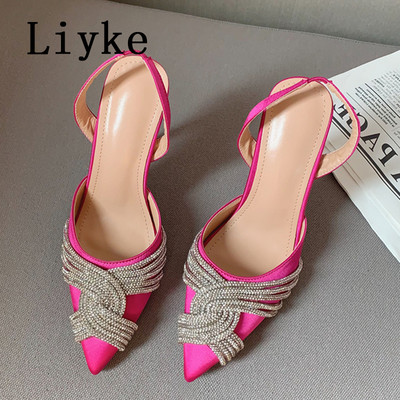 Liyke Vjenčanje za ljetnu zabavu na visoke potpetice Seksi sandale na špic sa šiljatim prstima Ženske cipele na cipele sa špicama od kristala i dijamanta Veličina 35-42