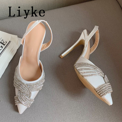 Liyke Vjenčanje za ljetnu zabavu na visoke potpetice Seksi sandale na špic sa šiljatim prstima Ženske cipele na cipele sa špicama od kristala i dijamanta Veličina 35-42
