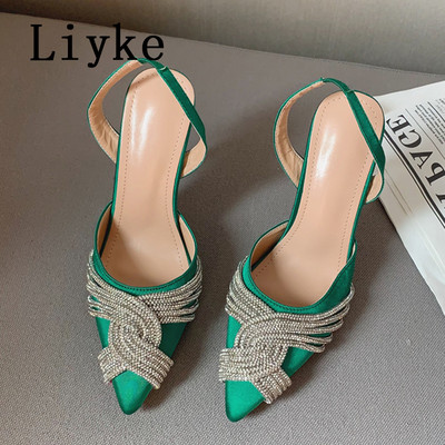 Liyke Vjenčanje za ljetnu zabavu na visoke potpetice Seksi sandale na špic sa šiljatim prstima Ženske cipele na cipele sa špicama od kristala i dijamanta Veličina 35-42