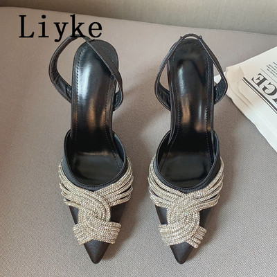 Liyke Vjenčanje za ljetnu zabavu na visoke potpetice Seksi sandale na špic sa šiljatim prstima Ženske cipele na cipele sa špicama od kristala i dijamanta Veličina 35-42