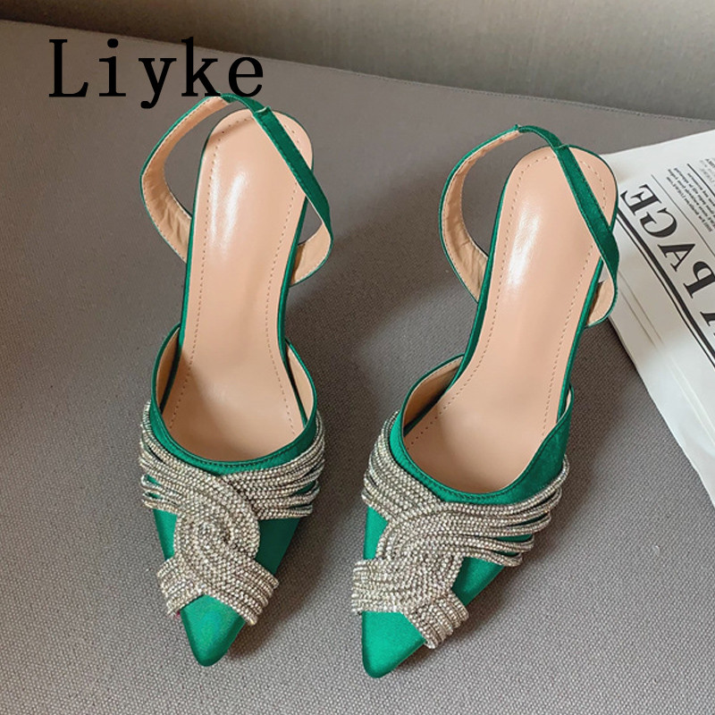 Liyke Vjenčanje za ljetnu zabavu na visoke potpetice Seksi sandale na špic sa šiljatim prstima Ženske cipele na cipele sa špicama od kristala i dijamanta Veličina 35-42