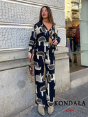 KONDALA Chic Vintage Chic Ležerna ženska odijela Modni set za ljetne praznike 2023. Ležerna košulja s dugmadima širokih nogavica, duge hlače