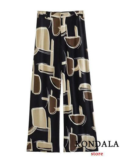 KONDALA Chic Vintage Chic Ležerna ženska odijela Modni set za ljetne praznike 2023. Ležerna košulja s dugmadima širokih nogavica, duge hlače