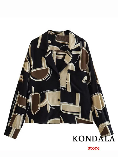 KONDALA Chic Vintage Chic Ležerna ženska odijela Modni set za ljetne praznike 2023. Ležerna košulja s dugmadima širokih nogavica, duge hlače