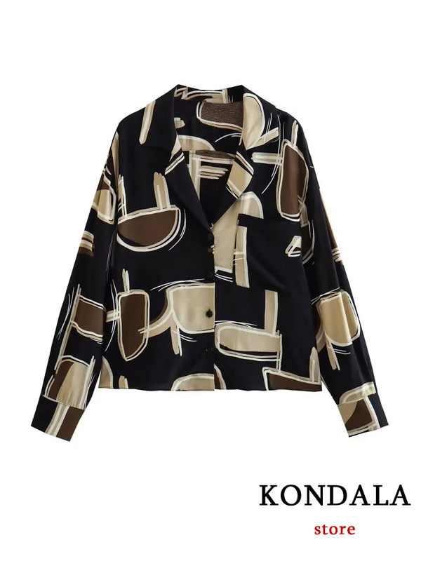 KONDALA Chic Vintage Chic Ležerna ženska odijela Modni set za ljetne praznike 2023. Ležerna košulja s dugmadima širokih nogavica, duge hlače