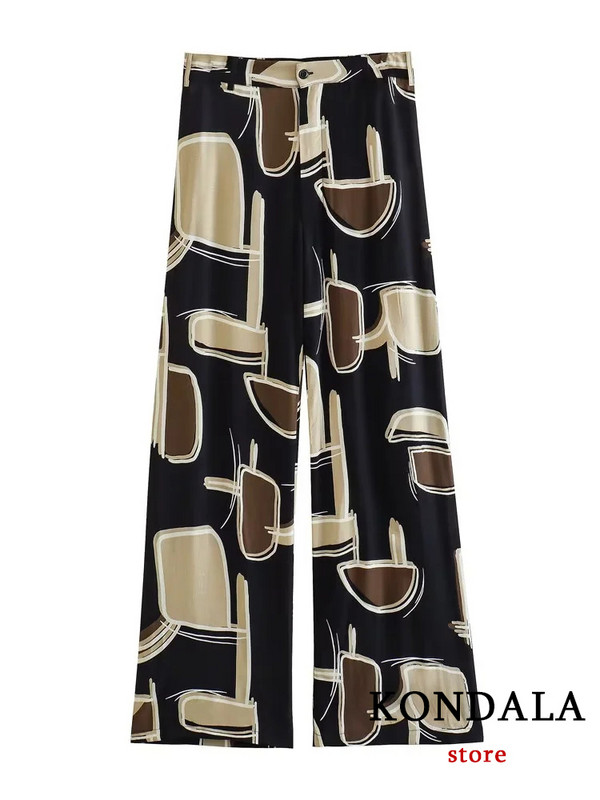 KONDALA Chic Vintage Chic Ležerna ženska odijela Modni set za ljetne praznike 2023. Ležerna košulja s dugmadima širokih nogavica, duge hlače