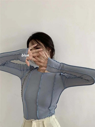 Dámske tričká s dlhým rukávom, jarné, pevné, s výstrihom do O, elegantné, svetlé, s dekoráciou, štíhle, ležérne, mäkké, vysoko kvalitné, dámske oblečenie