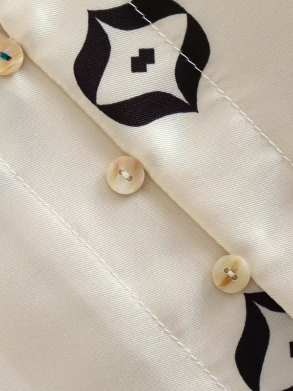 TRAF Ljetni ženski kompleti hlača s bluzama s printom 2023. Kauzalne majice s dugim rukavima s jednim kopčanjem Strsight Hlače Odjeća u stilu plaže