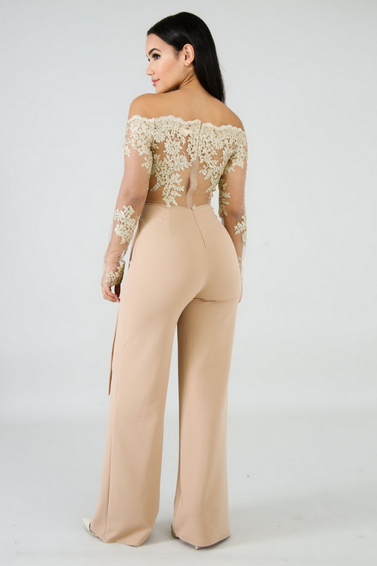 OKAYOASIS Sexy Lady 7 boja Patchwork čipkani kombinezoni širokih nogavica Ženski dugi kombinezon dugih rukava s vezom za remen za zabave