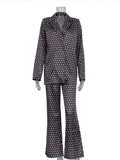 Módne saká s dlhým rukávom, dvojdielne súpravy, voľný top, priliehavé nohavice s potlačou, dámske outfity, nové streetwear nohavicové obleky s ceruzkou