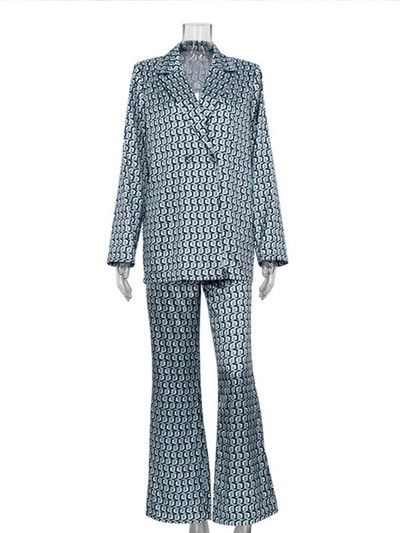 Módne saká s dlhým rukávom, dvojdielne súpravy, voľný top, priliehavé nohavice s potlačou, dámske outfity, nové streetwear nohavicové obleky s ceruzkou