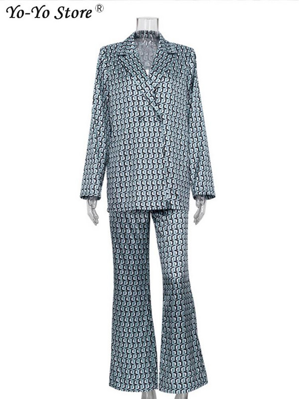 Módne saká s dlhým rukávom, dvojdielne súpravy, voľný top, priliehavé nohavice s potlačou, dámske outfity, nové streetwear nohavicové obleky s ceruzkou