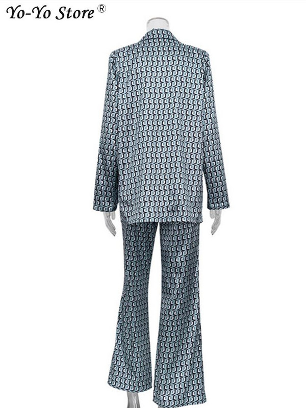 Módne saká s dlhým rukávom, dvojdielne súpravy, voľný top, priliehavé nohavice s potlačou, dámske outfity, nové streetwear nohavicové obleky s ceruzkou