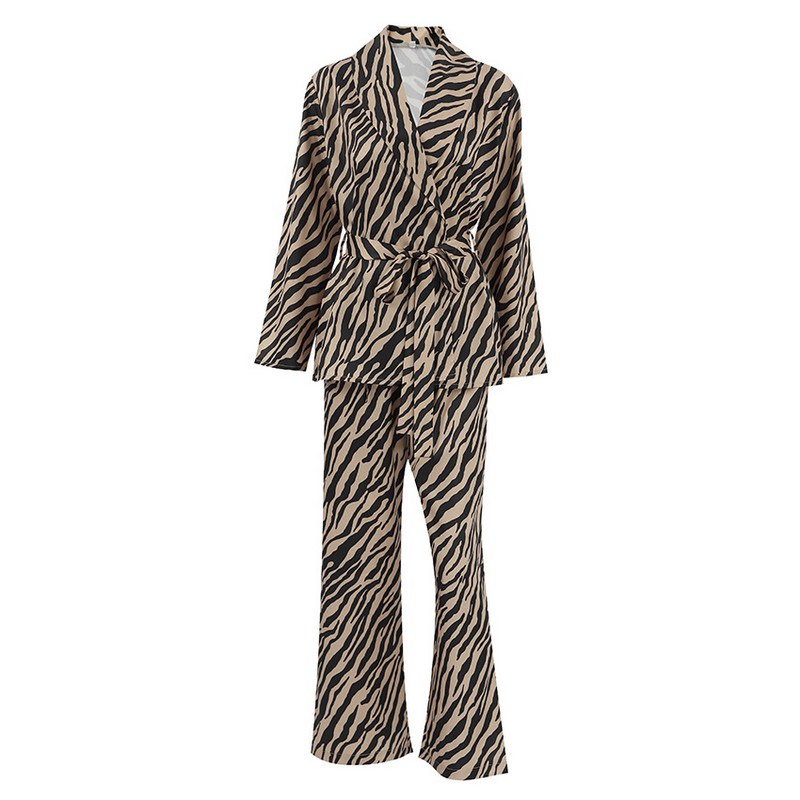 Dámsky oblek s dlhým rukávom a šnurovaním s potlačou zebry