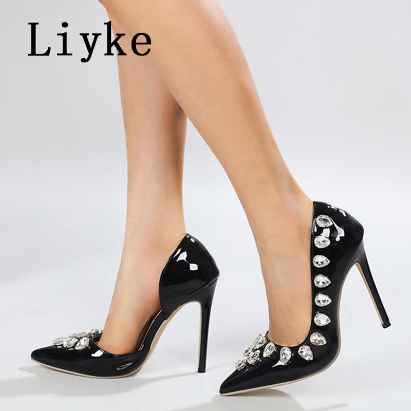 Liyke, în stil de primăvară, cu diamante de cristal, pantofi sexy pentru femei, cu vârf ascuțit, cu toc înalt, pantofi cu toc înalt, Escarpins pentru femei, gheare