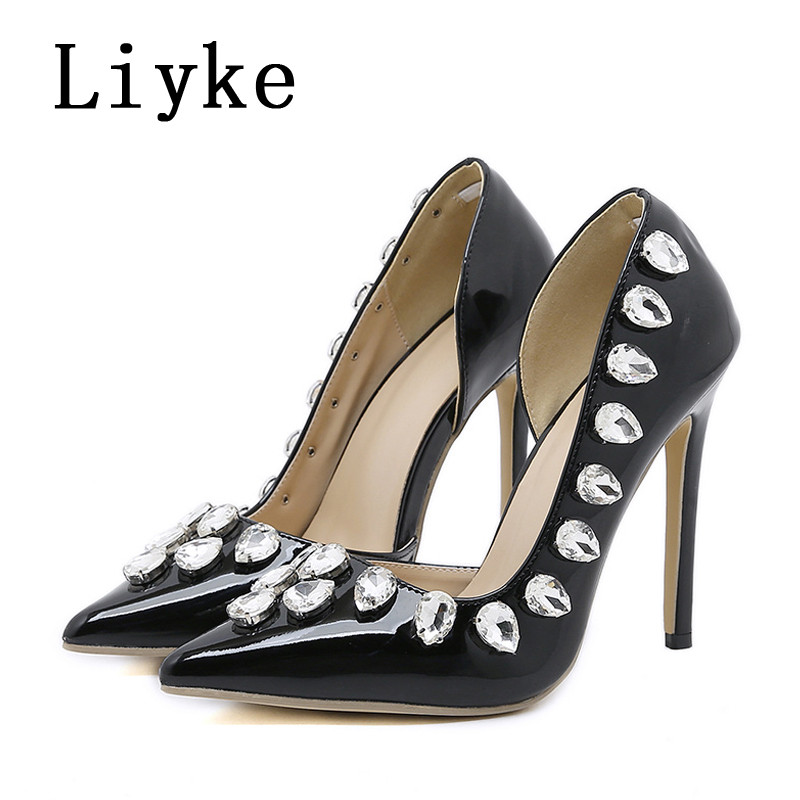 Liyke, în stil de primăvară, cu diamante de cristal, pantofi sexy pentru femei, cu vârf ascuțit, cu toc înalt, pantofi cu toc înalt, Escarpins pentru femei, gheare