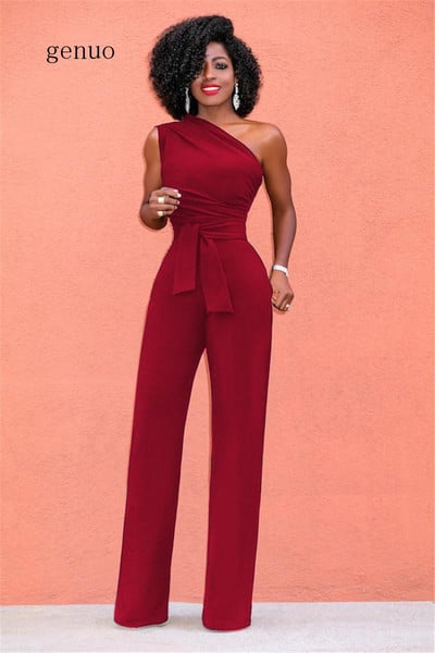 Salopete sexy cu un singur umăr Salopete pentru femei de vară, curea fără mâneci, picior lat, elegante, pentru damă, marime, mai mari, bodycon, alb negru
