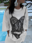 Dámske tričká s krátkym rukávom a grafikou Hawthaw, biele, s krátkym rukávom, topy, tričká, blúzky, letné oblečenie 2023, veľkoobchodný predaj pre firmy