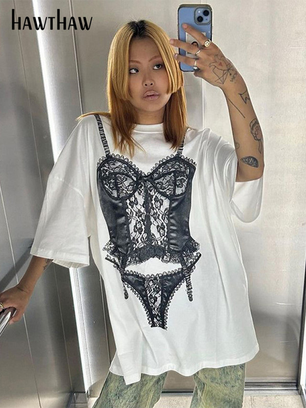 Dámske tričká s krátkym rukávom a grafikou Hawthaw, biele, s krátkym rukávom, topy, tričká, blúzky, letné oblečenie 2023, veľkoobchodný predaj pre firmy