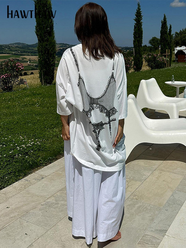 Dámske tričká s krátkym rukávom a grafikou Hawthaw, biele, s krátkym rukávom, topy, tričká, blúzky, letné oblečenie 2023, veľkoobchodný predaj pre firmy